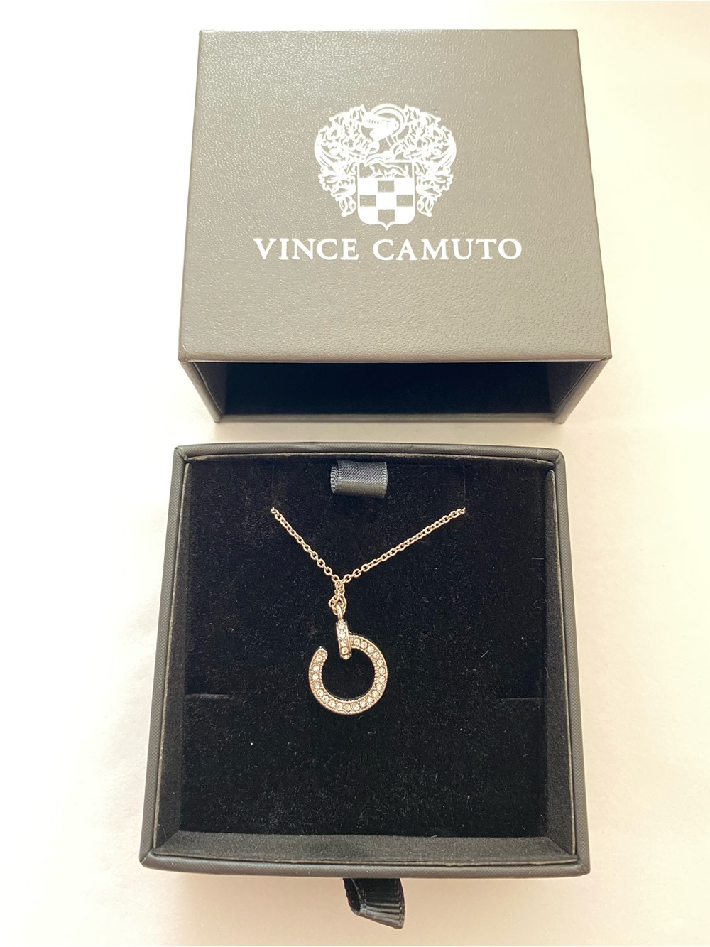 Vince Camuto Silver Crystal Open Circle Pendant on Chain